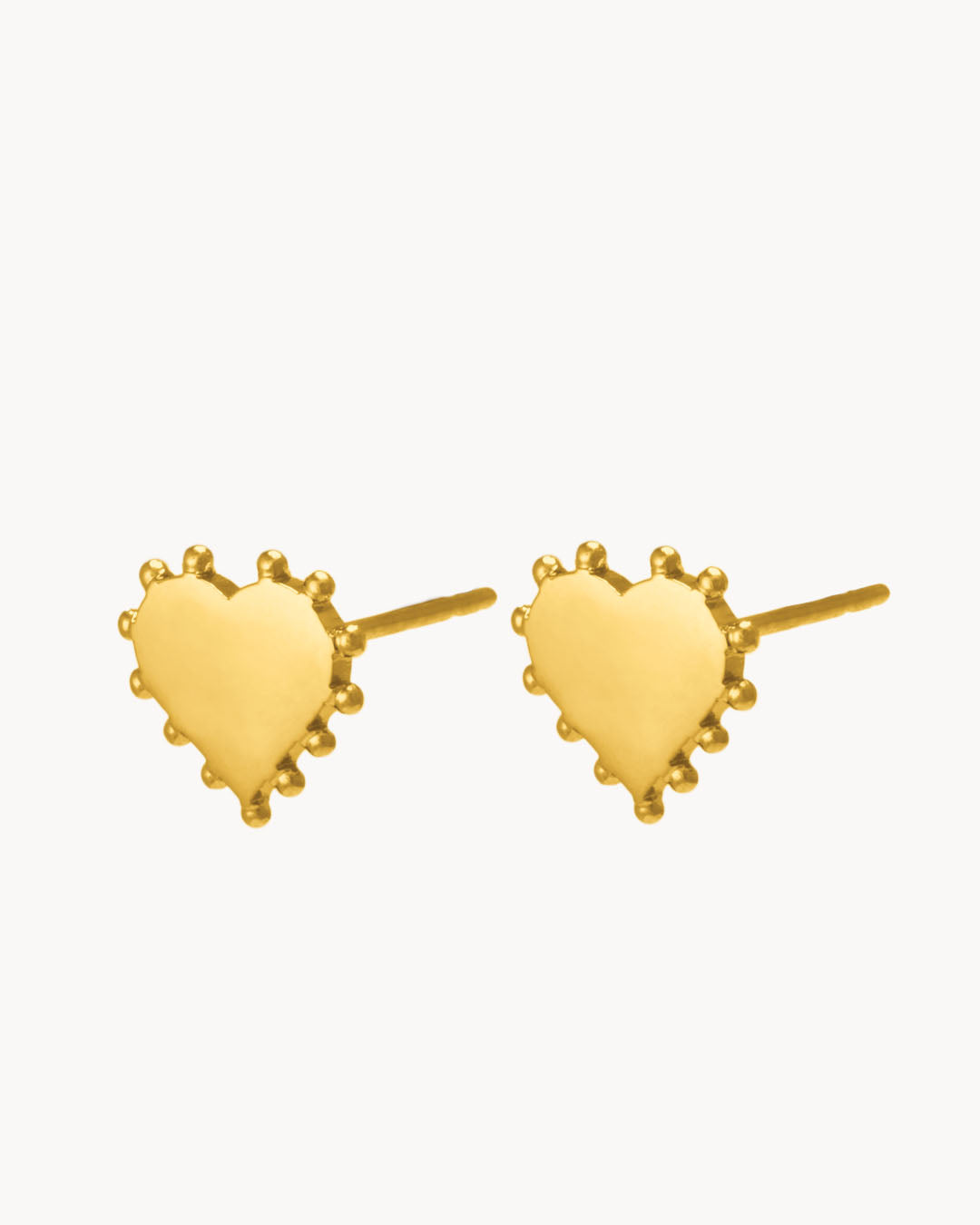 Dainty Studded Heart Earrings, Gold