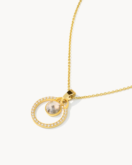October Birthday Halo Necklace Set, Gold