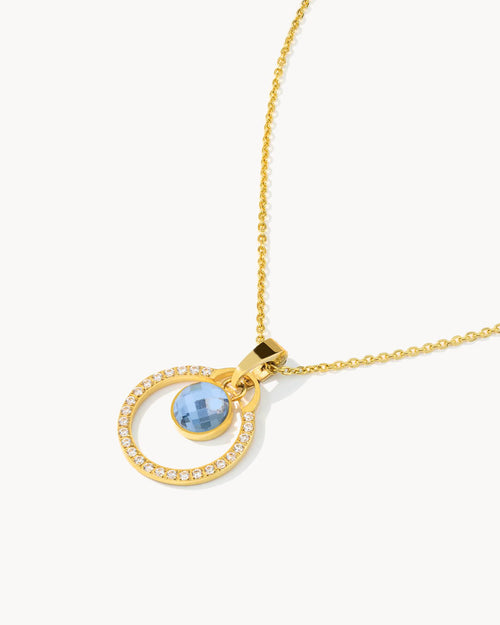 December Birthday Halo Necklace Set, Gold