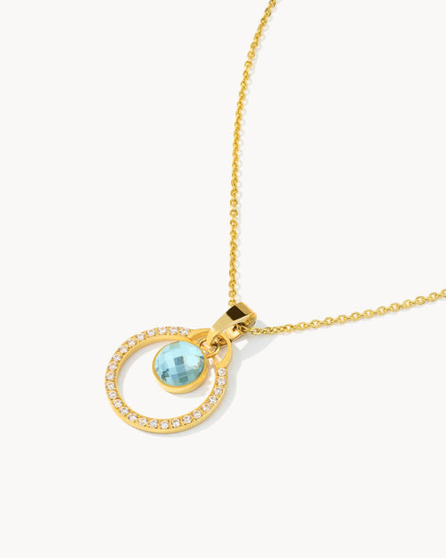 March Birthday Halo Necklace Set, Gold