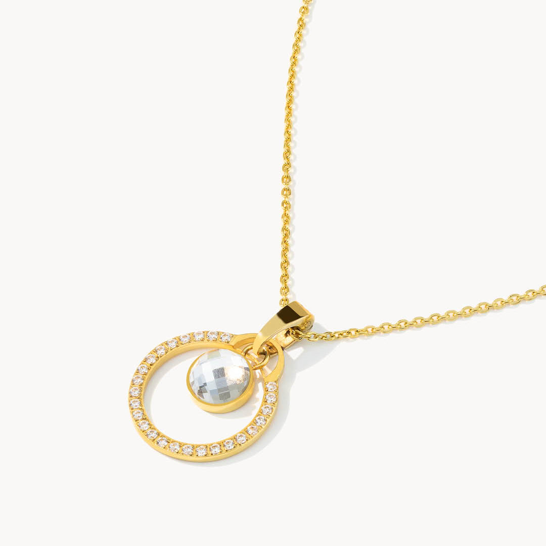 April Birthday Halo Necklace Set, Gold