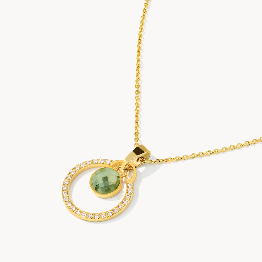 August Birthday Halo Necklace Set, Gold