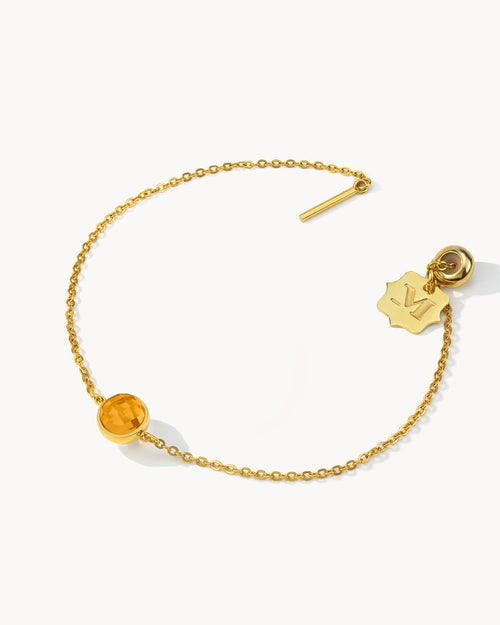 November Bridal Birthstone Signature Bracelet Set, Gold