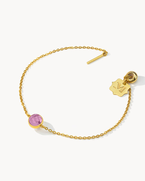 February Birthstone Signature Bracelet Set, Gold