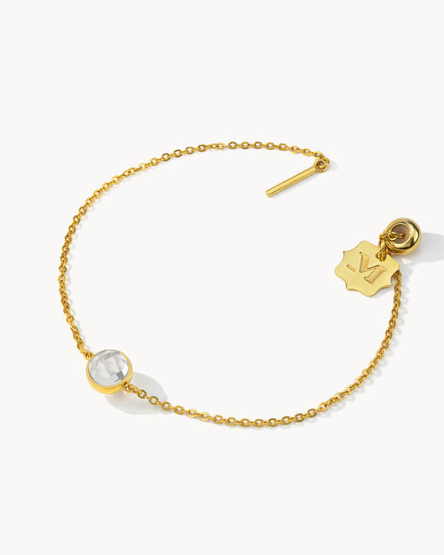 April Birthstone Signature Bracelet Set, Gold