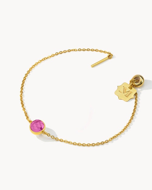 July Bridal Birthstone Signature Bracelet Set, Gold