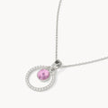 February Birthday Halo Necklace Set, Silver