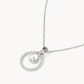 April Birthday Halo Necklace Set, Silver