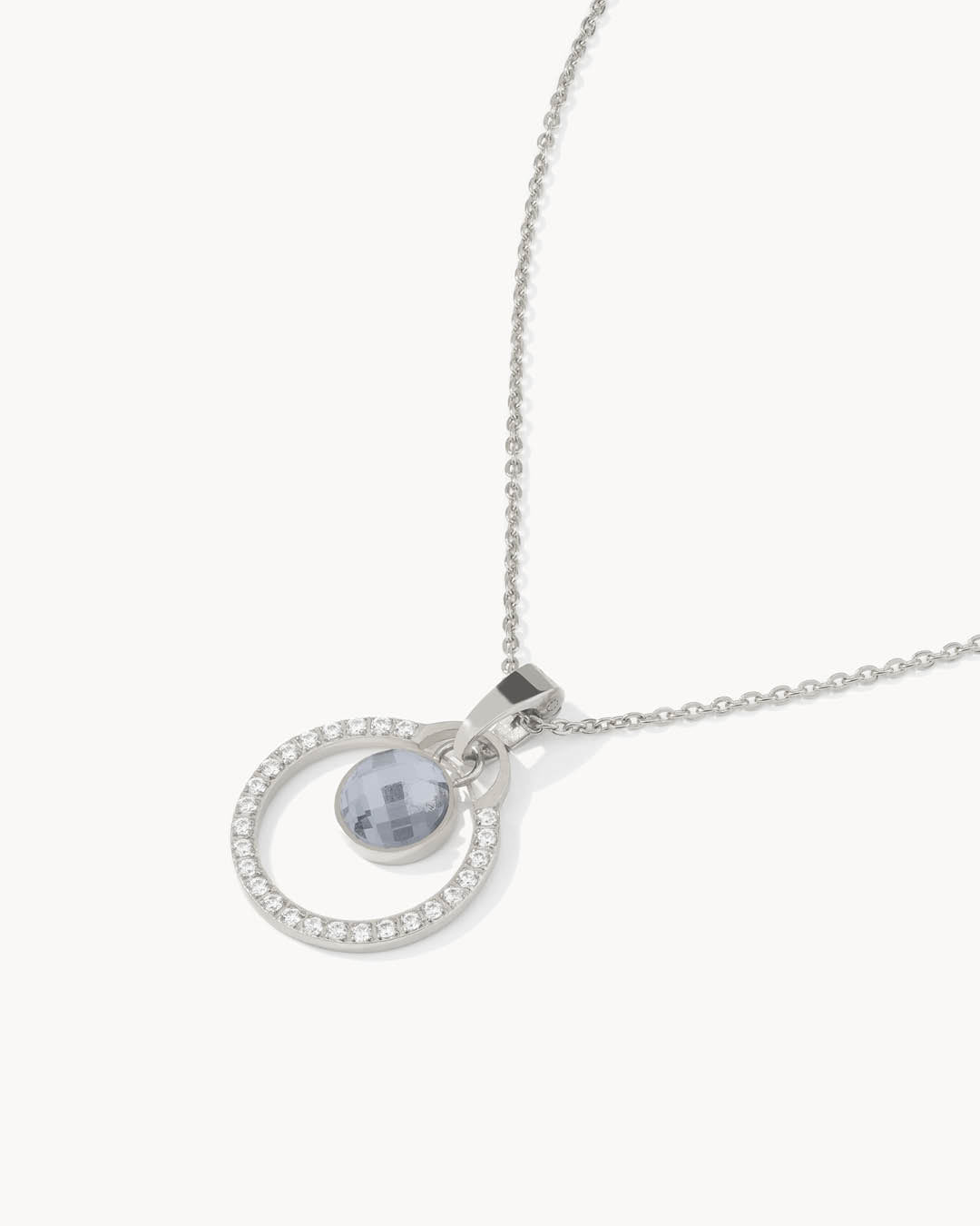 June Birthday Halo Necklace Set, Silver