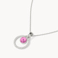 July Birthday Halo Necklace Set, Silver