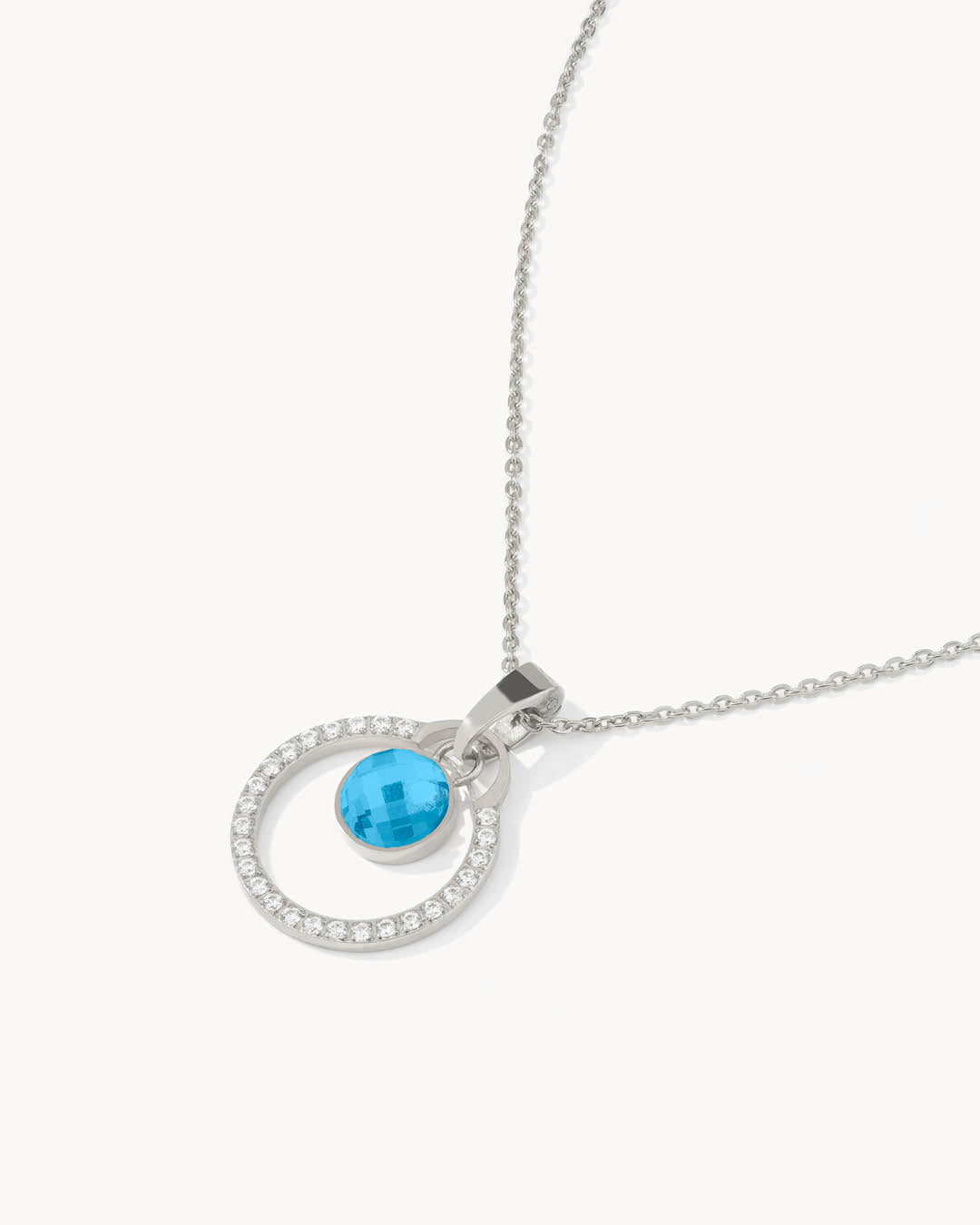 September Birthday Halo Necklace Set, Silver