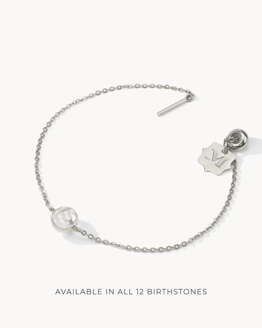   Birthstone Signature Bracelet Set, Silver