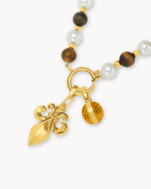 November Duo Fleur-De-Lis Birthstone Necklace Set, Gold