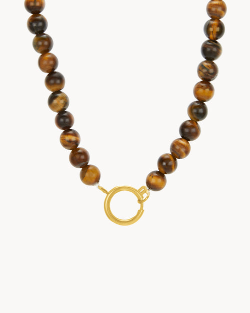 Resilience Stone Tiger Eye Beaded Charm Chain, Gold