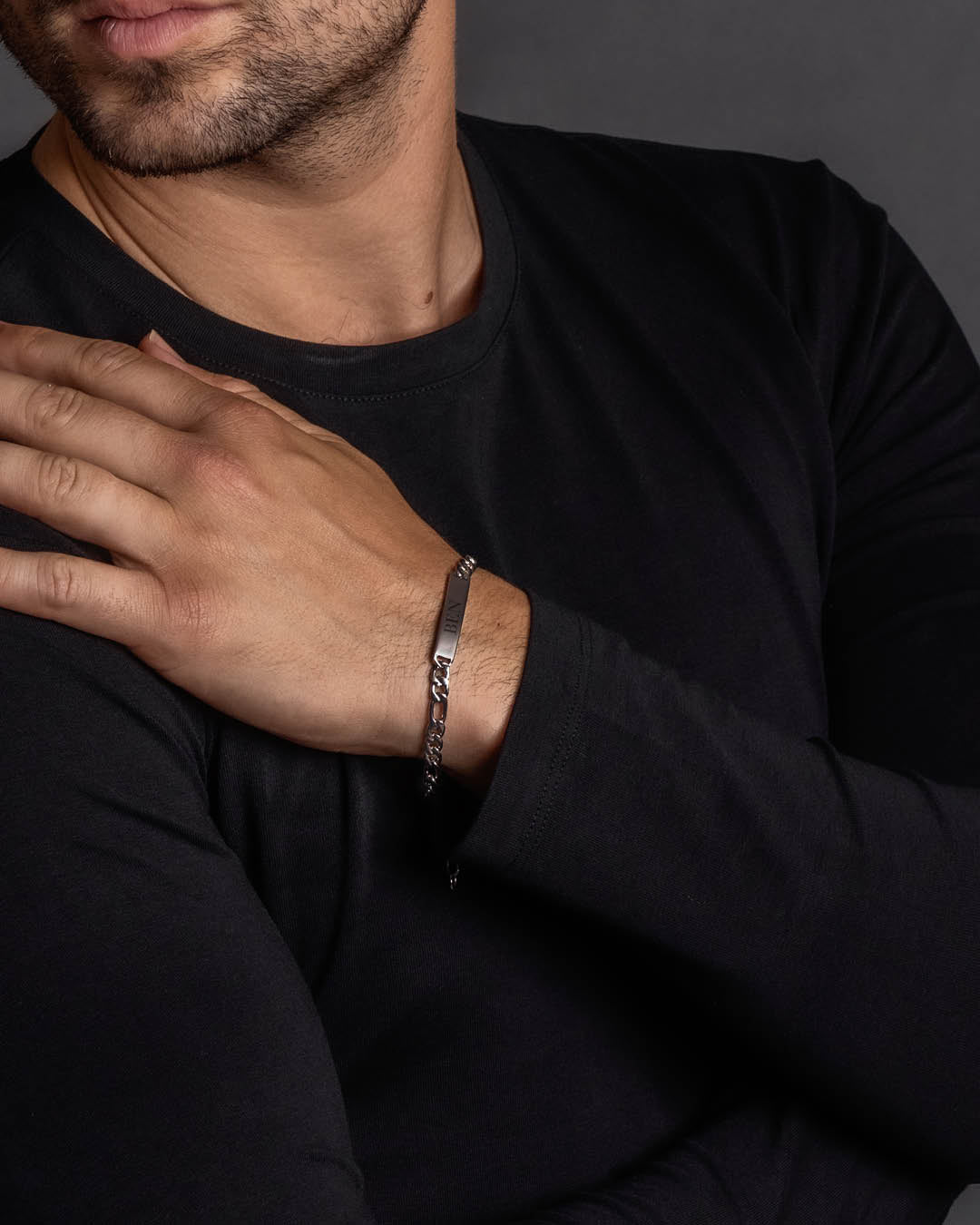 Men's Cufflinks and Bracelet Gift Set, SIlver