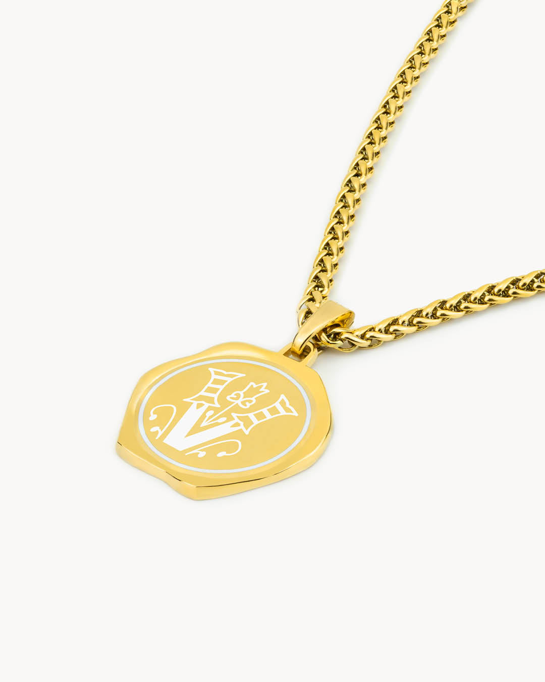 V Siġill Initial Necklace Set, Gold
