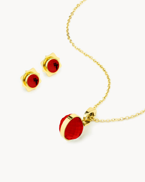 January Birthstone Little Moments Necklace and Stud Earrings Set, Gold