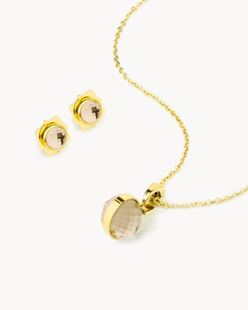 October Birthstone Little Moments Necklace and Stud Earrings Set, Gold