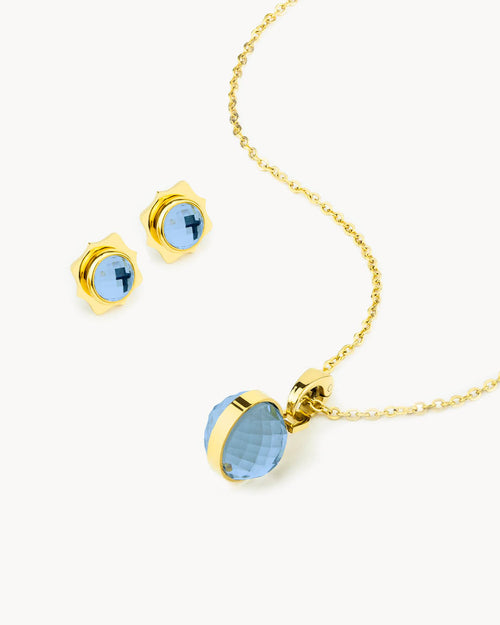 December Birthstone Little Moments Necklace and Stud Earrings Set, Gold