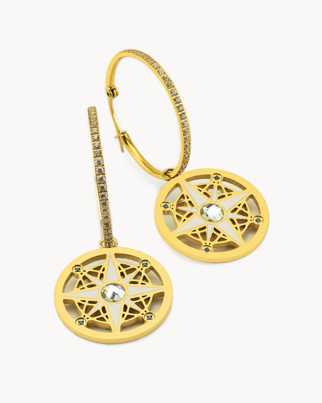 Kompass-Ohrringe-Set, Gold