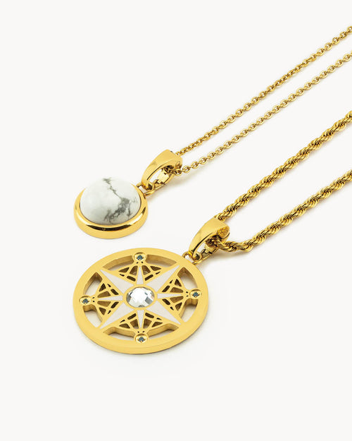 Compass Ambition Necklace Set, Gold