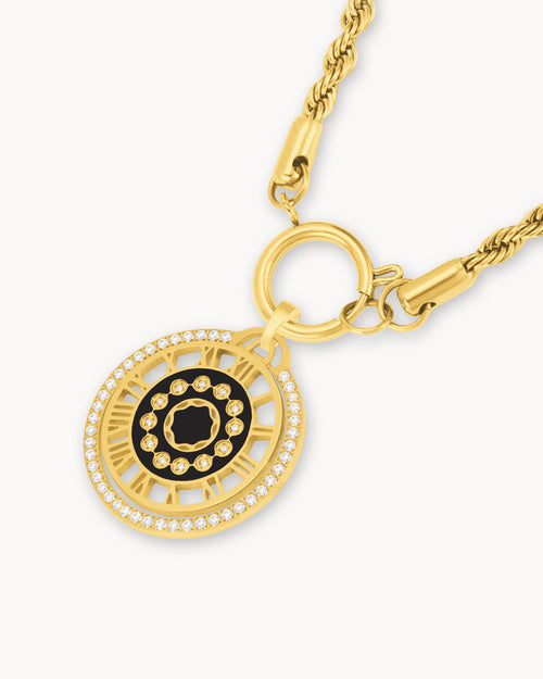 Clock Halo Necklace Set, Gold