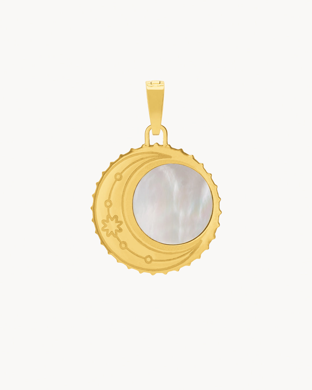 Protection Statement Crescent Moon Pendant, Mother of Pearl, Gold