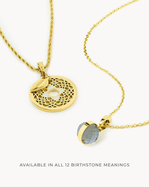 Birthstone Little Moments and Dreamcatcher Necklace Set, Gold