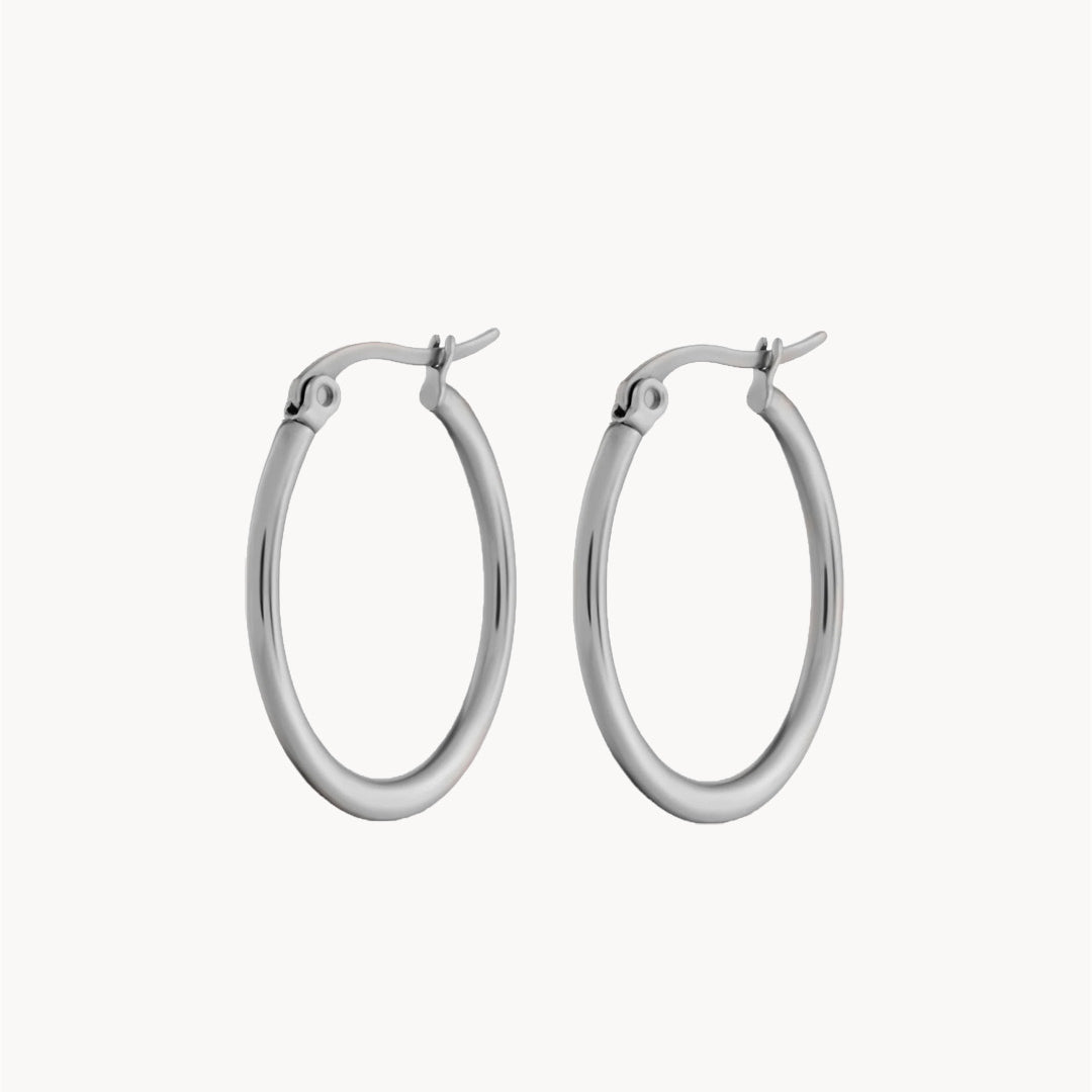 Large Signature Hoops, Silver