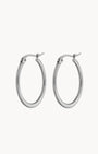 Large Signature Hoops, Silver