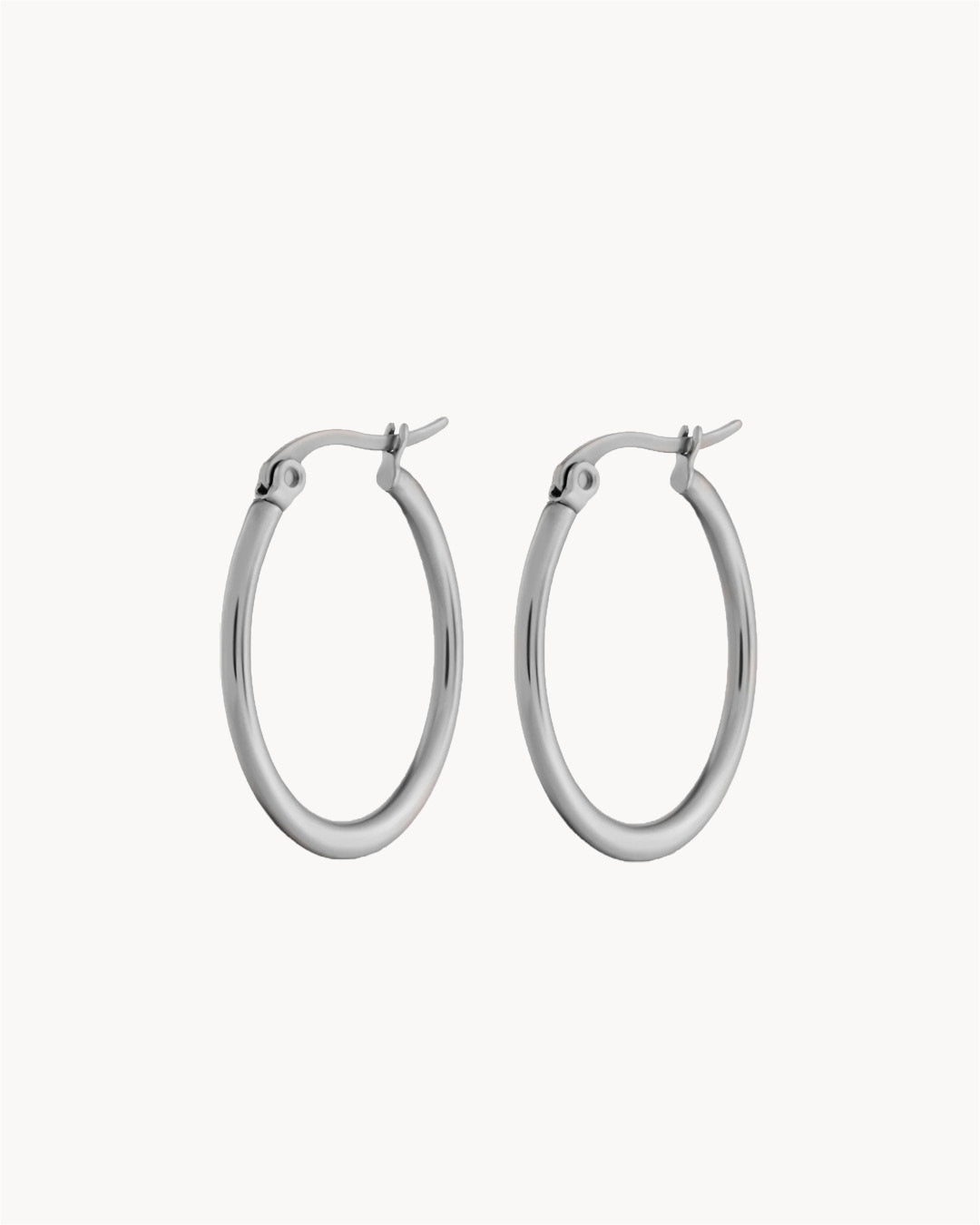 Large Signature Hoops, Silver