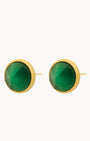 Confidence Stone Emerald Cateye Ħabbata Stud Earrings, Gold