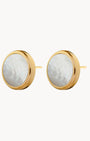 Protection Stone Mother Pearl Signature Stud Earrings, Gold