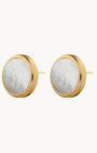 Protection Stone Mother Pearl Dainty Stud Earrings, Gold