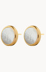 Protection Stone Mother Pearl Statement Stud Earrings, Gold