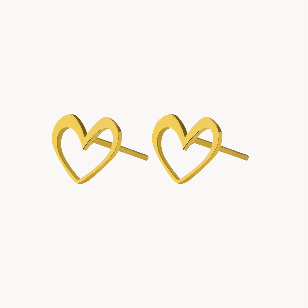 i Love. Stud Earrings, Gold