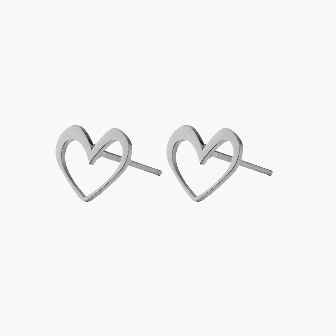 i Love. Stud Earrings, Silver
