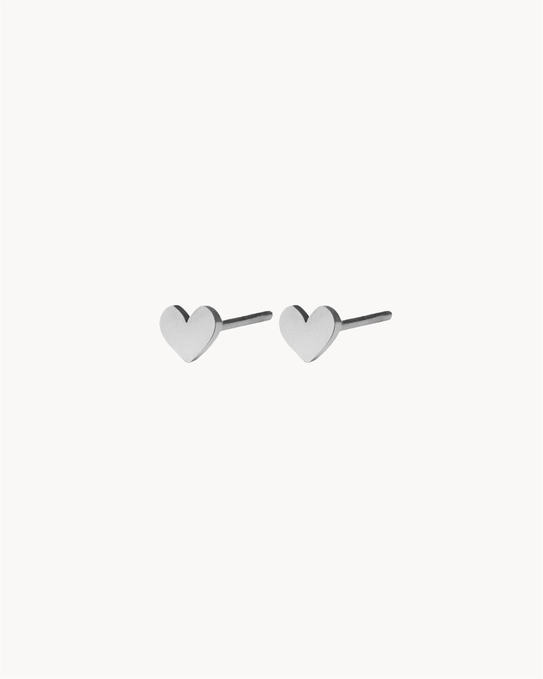 I Love. Dainty Stud Earrings, Silver