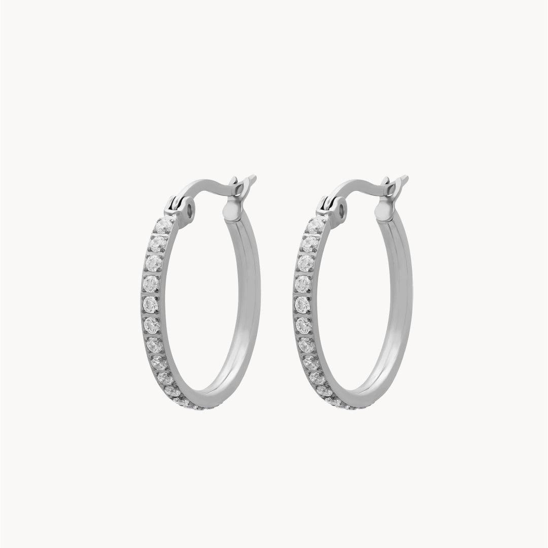 Medium Starlight Hoop Earrings, Silver