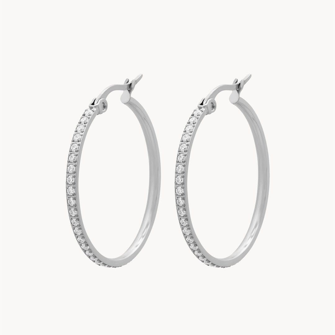 Large Starlight Hoop Earrings, Silver