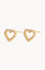 i Love. Dainty Zirconia Heart Stud Earrings, Gold