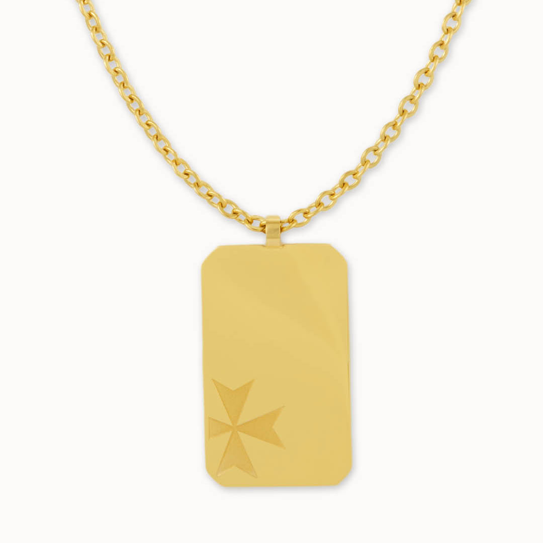Il-Kavallier Maltese Cross Engravable Dog Tag Necklace