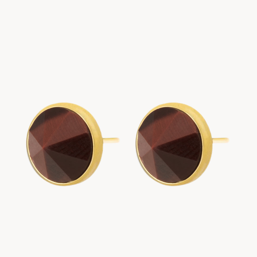 Celebration Stone Red Tiger Eye Ħabbata Stud Earrings