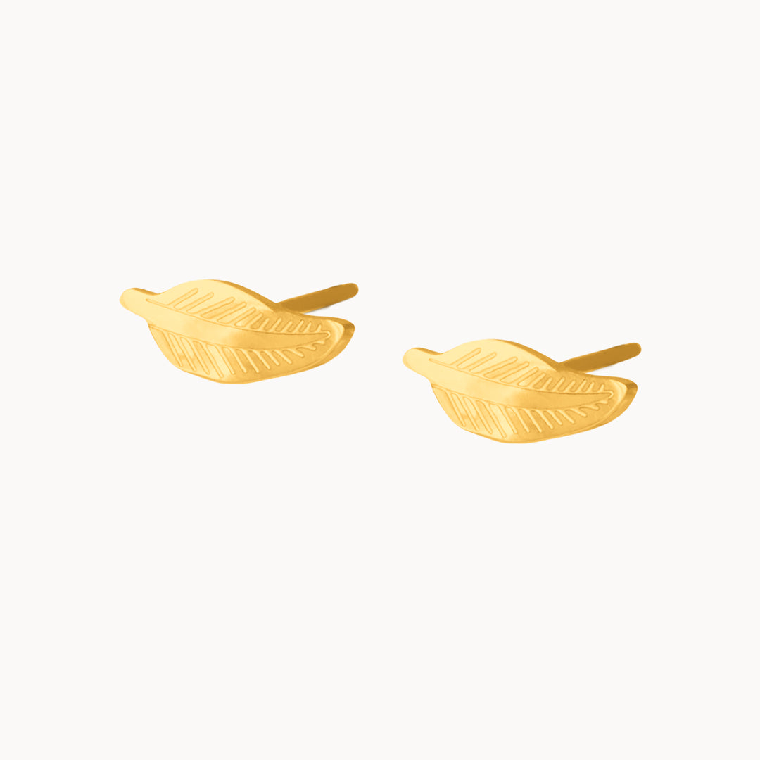 Feather Stud Earrings, Gold