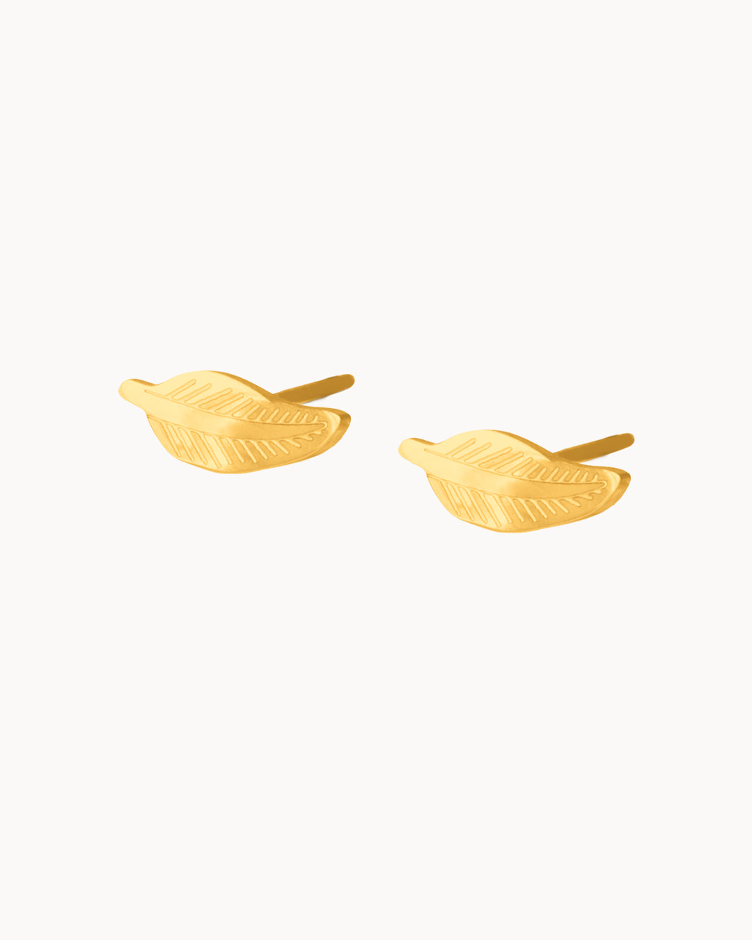 Feather Stud Earrings, Gold
