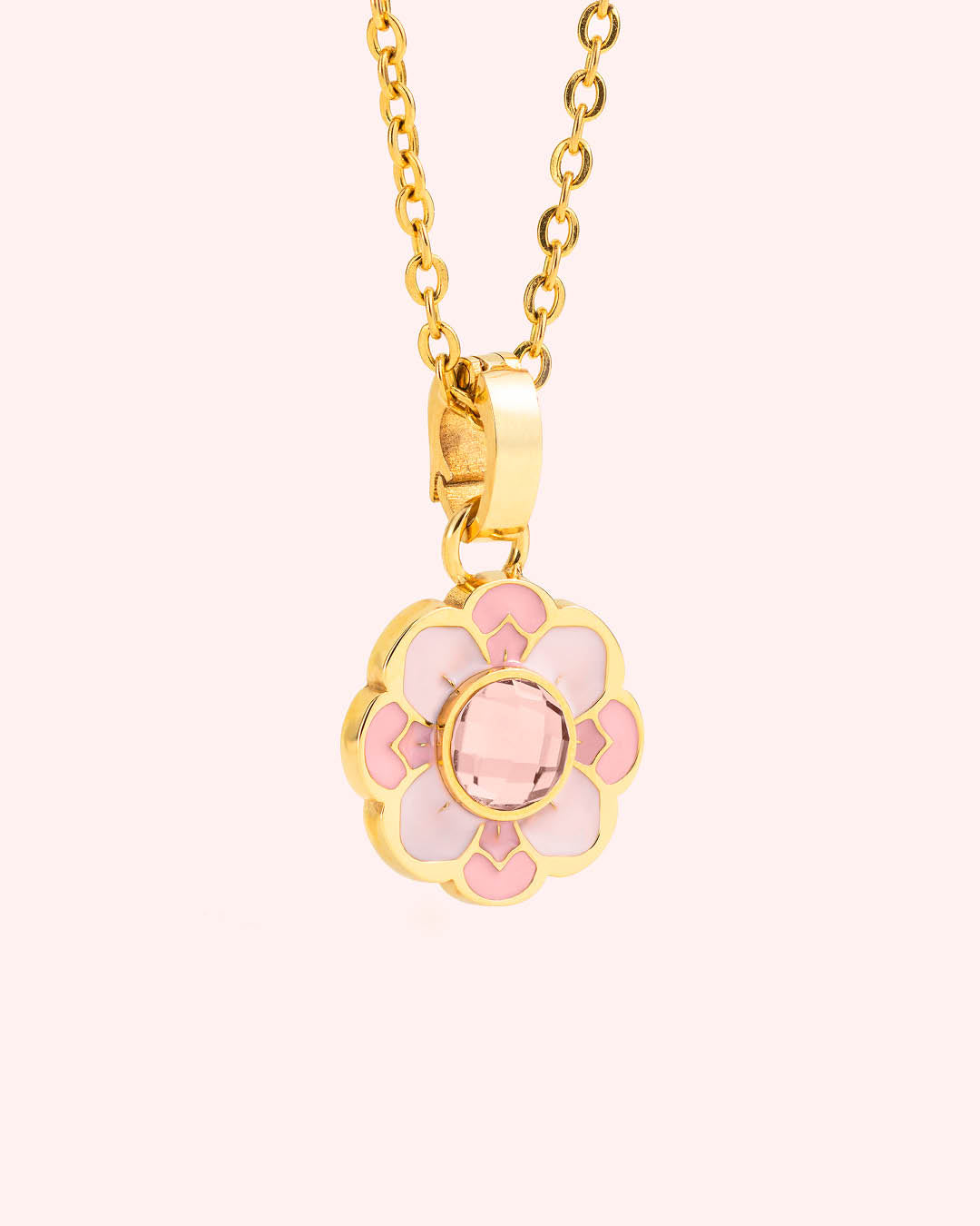 Pink Water Lily Birthday Necklace Set, Gold