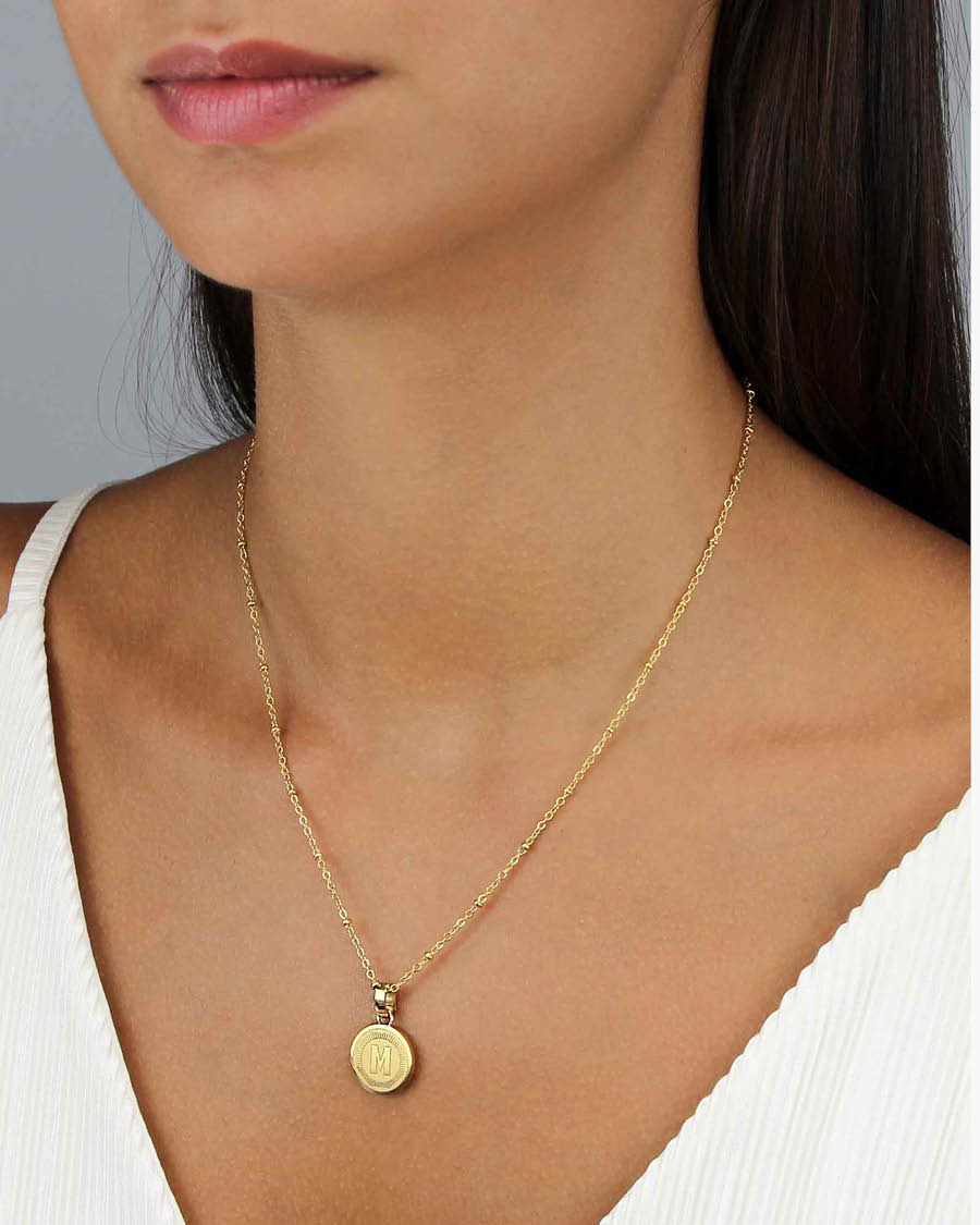 V Initial Munita Pendant, Gold