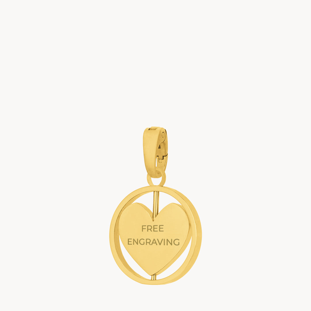 Mum Heart Spin Engraved Pendant, Gold