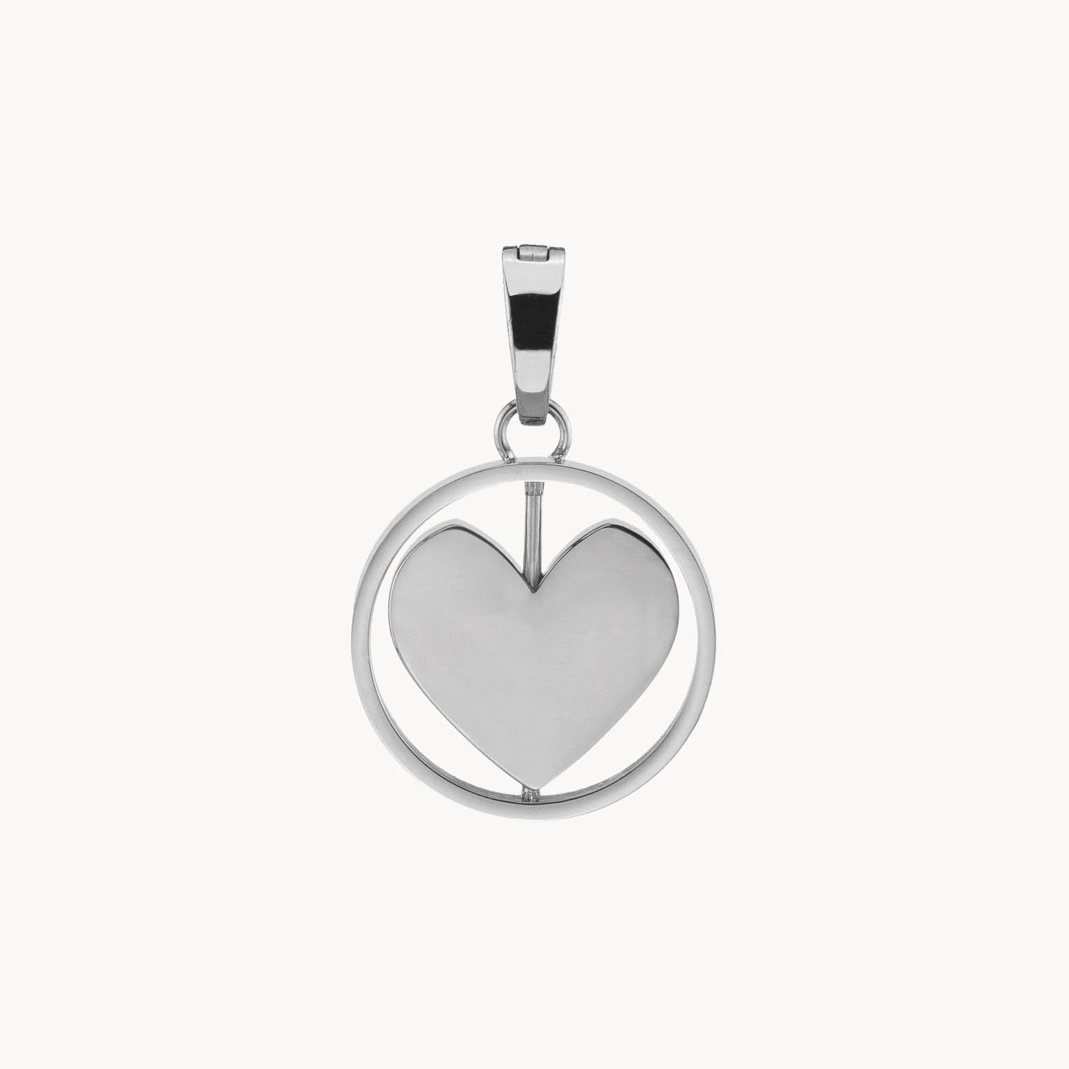 Heart Spin Engravable Pendant, Silver