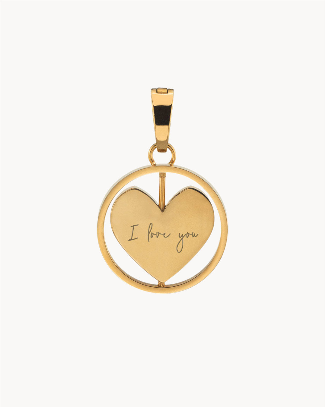 I Love You Heart Spin Pendant, Gold